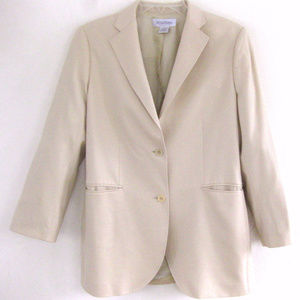 Brooks Brothers blazer 6 Wool Silk Pale tan brown Pockets 2-button Jacket Light